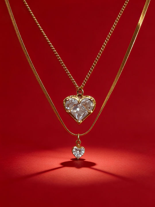 Chrysothemiss Necklace Golden Heart Duo
