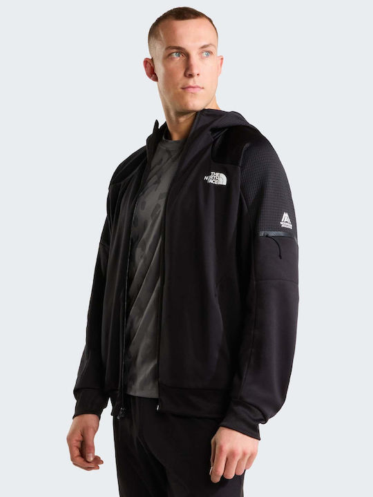 Herren Fleecejacke mit Kapuze Schwarz