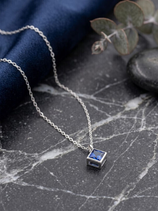 Grekas Grekas Κολιέ aus Silber mit Zirkon Blau Grekas Grekas Κολιέ aus Silber mit Zirkon Blau