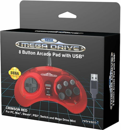 Retro-bit Sega MegaDrive Kabelloser Controller Für PC / PS3 / Switch Rote