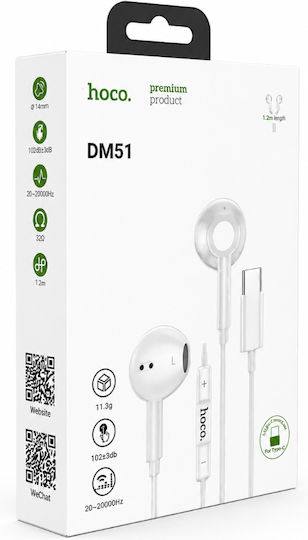 Hoco Dm51 In-ear Handsfree Earphones with USB-C Plug White