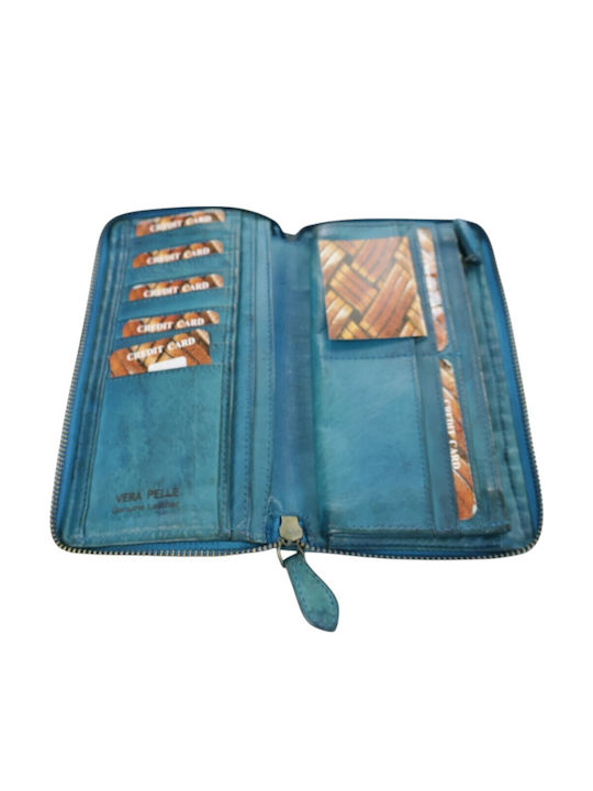 Large Leather Women's Wallet Turquoise
