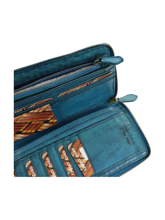 Large Leather Women's Wallet Turquoise