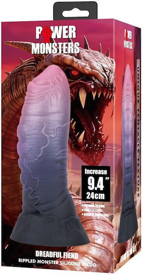 Power Monsters Dreadful Fiend Bicolor Fantasy Dildo με Βεντούζα Ροζ