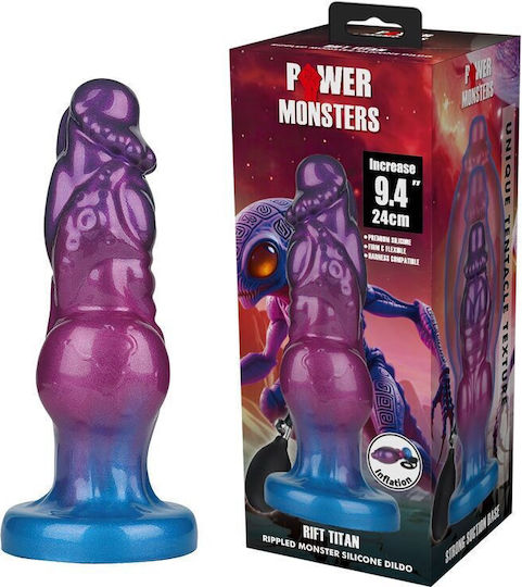 Power Monsters Inflatable Dildo With Suction Cup Purple