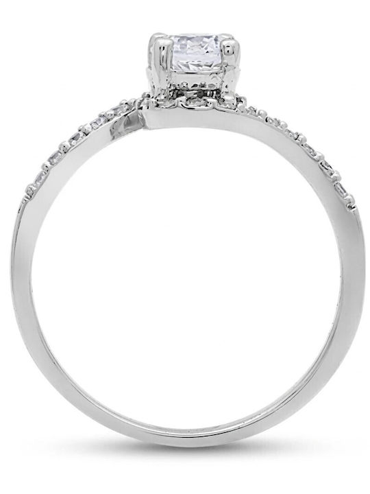 Al'Oro Einzelner Steine Ring aus Weißgold 14K mit Diamant