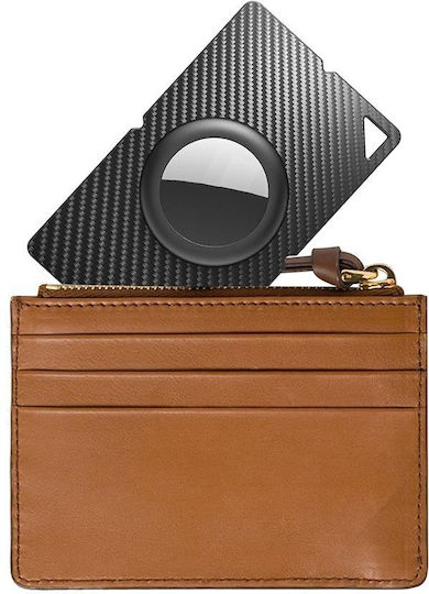 Airtag Carbonfaser Muster Brieftaschenkarte Fall Schwarz 5907769394393
