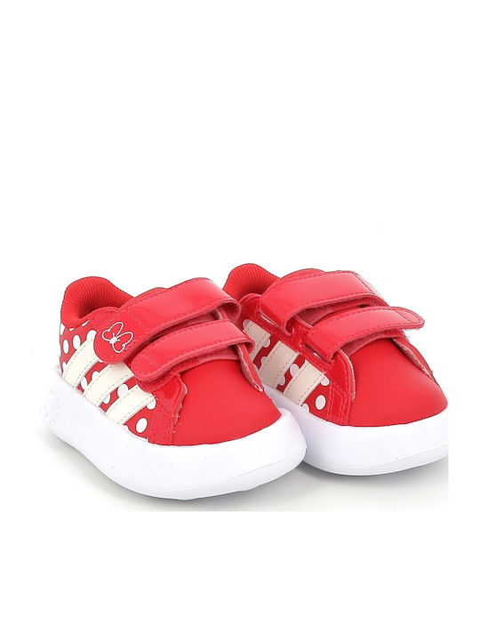 Grand Court Kids Sneakers with Hoop & Loop Closure Red