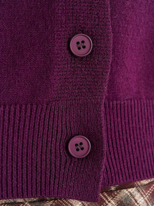 Attrattivo Damen-Gestrickte Strickjacke mit Knöpfen Lila