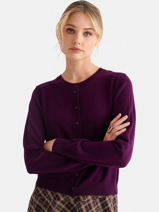 Attrattivo Damen-Gestrickte Strickjacke mit Knöpfen Lila
