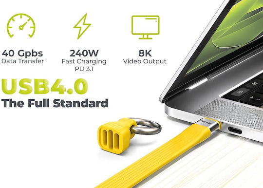 Mobile Origin Braided / Flat / Keychain Cablu Video USB 2.0 USB-C tată - USB-C 240W PD Galben 0.13m MO-UK-CB17-YLW