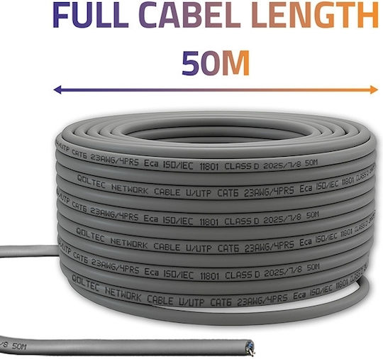 Qoltec Директно Свързване На Мед Кат.6 (Gigabit) Мрежов Кабел Ethernet 50м Сив