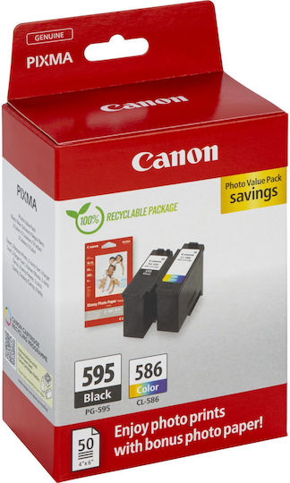 Canon PG-595 / CL-586 Оригинален Photo Value Pack с 2 мастила за принтер InkJet черно / множество (цвят) (7171C004)