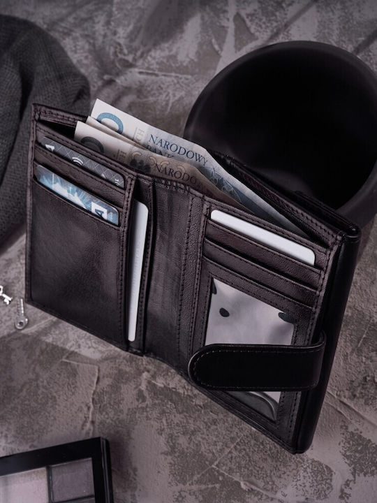 Kleines Leder Damenbrieftasche mit RFID Schwarz
