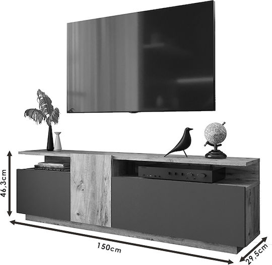 TV-Ständer Elana Weiß M150xT29.5xH46.3cm