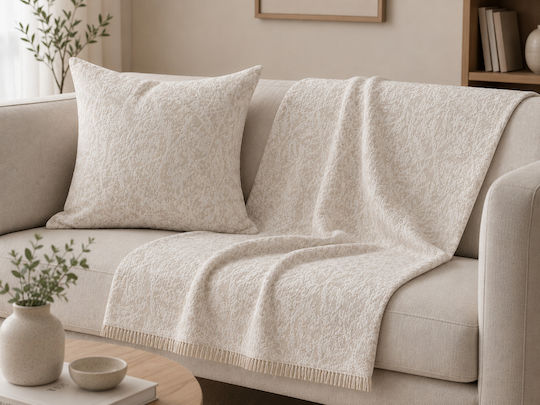 Xionoula Home Three-Seater Sofa Throw Jacquard 180x300cm Ecru