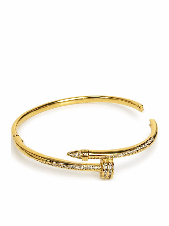 Velve Brățară Pentru Femei Tip Cuff Din Oțel Plăcat Cu Aur Cu Zircon 5.8cm