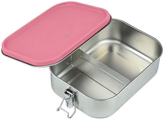 Estia Δοχείο Φαγητού Inox Ροζ με Χωρίσματα 1.2lt