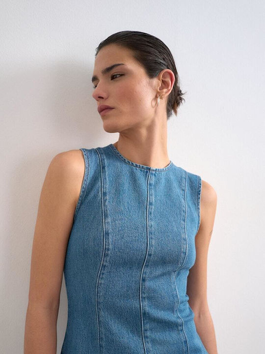 Sommer Mini Denim Kleid Blau