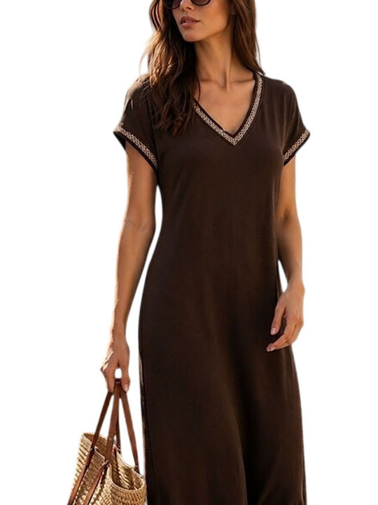 Summer Midi T-Shirt Dress Brown