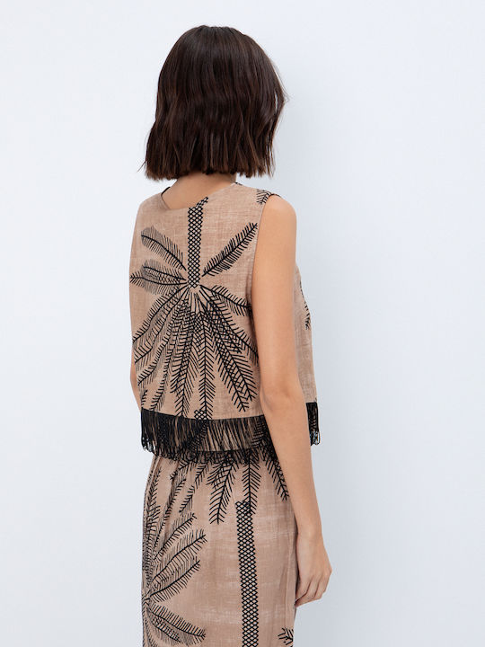 Damen Sommer Leinen Mehrfarbige Bluse