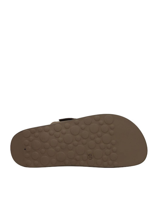Zefi Δερμάτινα Γυναικεία Σανδάλια Taupe Brown
