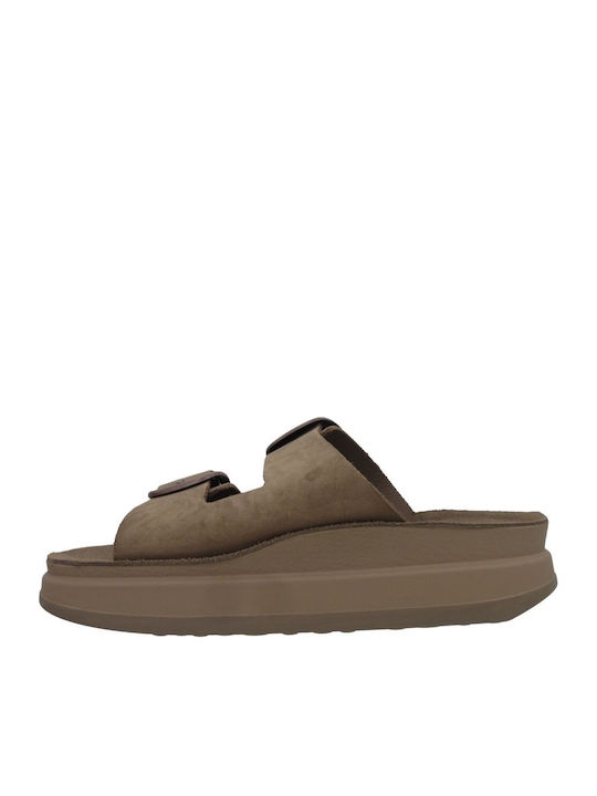 Zefi Δερμάτινα Γυναικεία Σανδάλια Taupe Brown