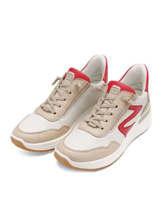 Γυναικεία Ανατομικά Sneakers Μπεζ-κοκκινο
