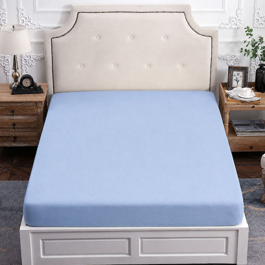 Super-Doppel Bettlaken 160x200cm mit Gummibettlaken Blau