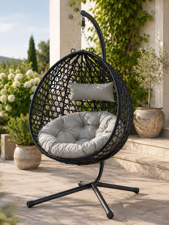 Medrelaxhome Garten- und Veranda-Schaukeln Ei-Stuhl Basis Rattan M100xπ100xHöhe200cm Schwarz Medrelaxhome Garten- und Veranda-Schaukeln Ei-Stuhl Basis Rattan M100xπ100xHöhe200cm Schwarz