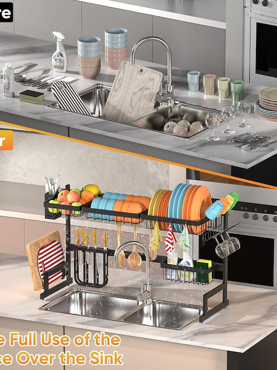 ForHome Scurgător De Chiuvetă Din Aluminiu Negru 65x32x52cm