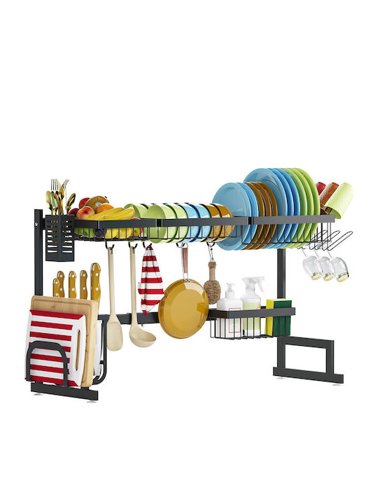 ForHome Scurgător De Chiuvetă Din Aluminiu Negru 65x32x52cm