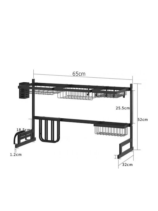 ForHome Scurgător De Chiuvetă Din Aluminiu Negru 65x32x52cm