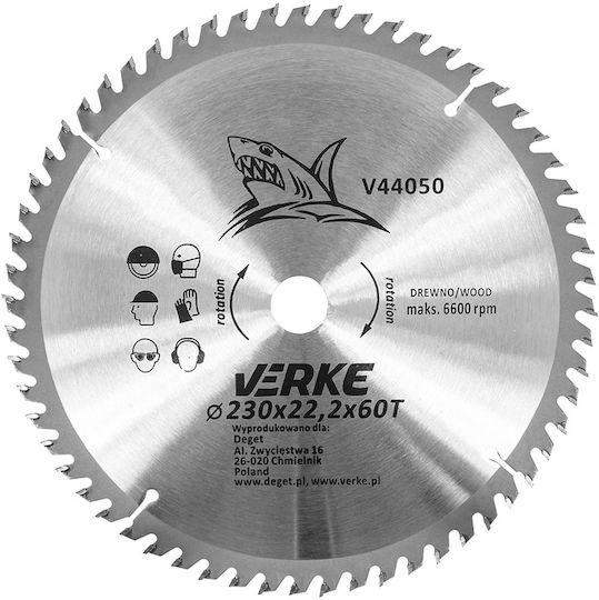 Disc De Tăiere Circular Pentru Lemn 230 Mm Verke 60 Lame Carbura V44050