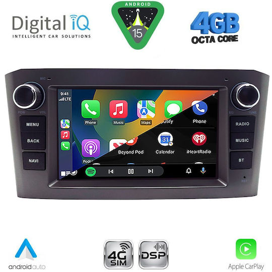 Digital IQ Автомобилна Аудио Система За Toyota Avensis 2009-2016 (Bluetooth/USB/Вграден Wi-Fi/GPS/Apple CarPlay/Android Auto) С Touch Screen 7"