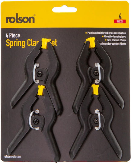90 Mm Spring Clamps Swivel Jaws Set 4 Pieces Rolson