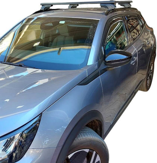 Menabo Aluminum Car Roof Bars for Peugeot 2008 2019 Set with Roof Rack Legs and Lock Black