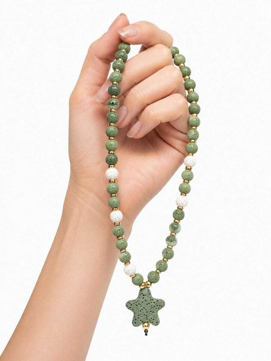 Liva Fashion Necklace With Star Design Gold Plated Green
