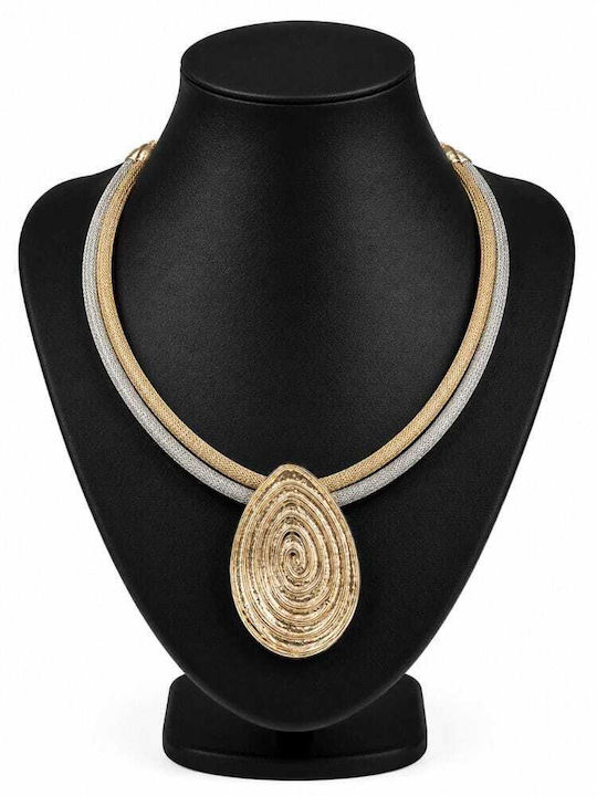 Liva Fashion Halskette Schwarz KN00044 Silber-Gold