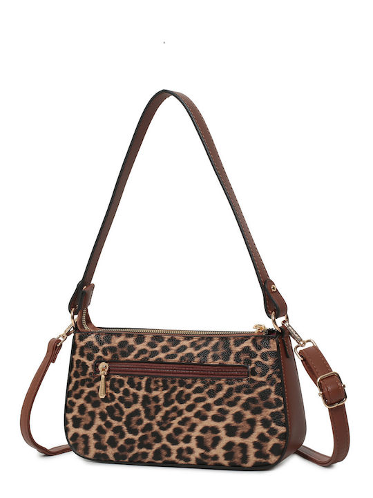 Damentasche Schulter Braun BTB0062-Leopard Braun