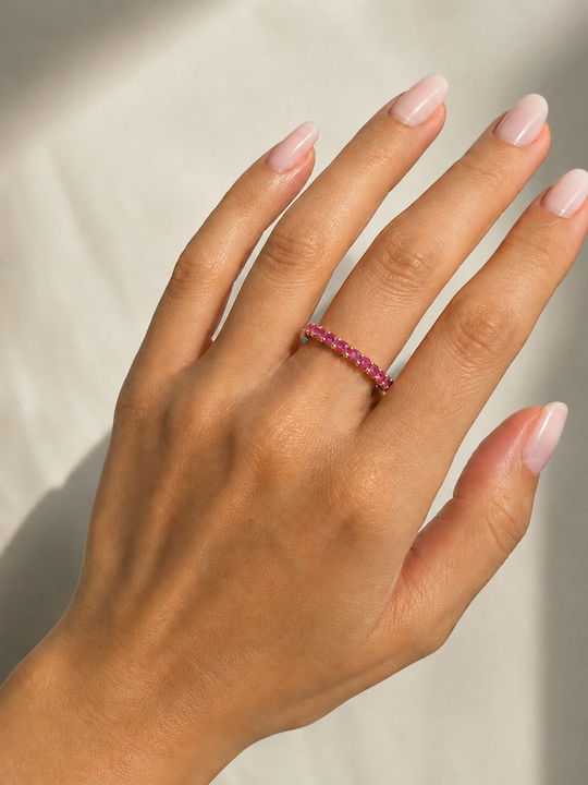 Verita Women's Eternity Band Ring with Zircon in Gold Plated Silver