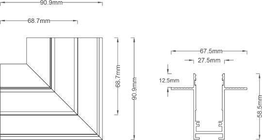 L Corner Magnetic Mini Recessed Sandy White 1pc