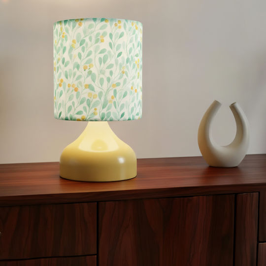 Inspiral Tree Table Lamp Ivory Metal Base Fabric Shade Leaves Watercolor E27 Socket