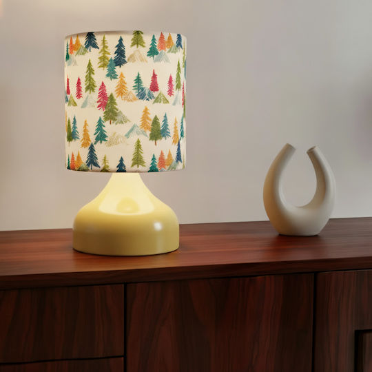 Inspiral Tree Table Lamp Ivory Metal Base Fabric Shade Trees Cedars E27 Socket