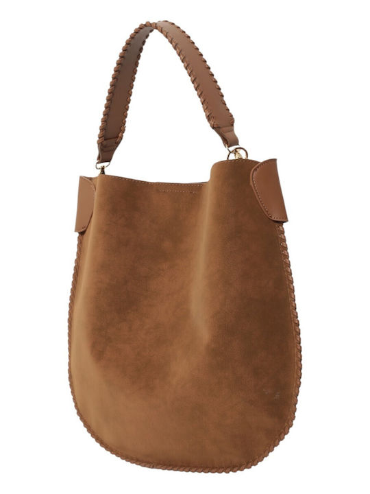 Fabric Knitted Women's Shoulder Bag Suede Brown