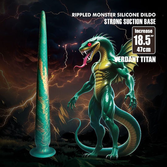 Power Monsters Dildo με Βεντούζα Πράσινο