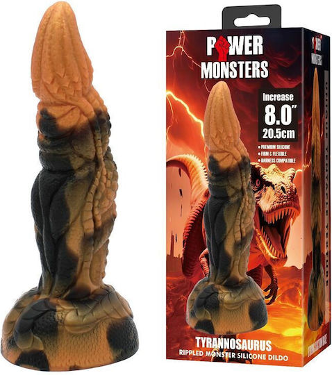 Power Monsters Dildo με Βεντούζα Καφέ