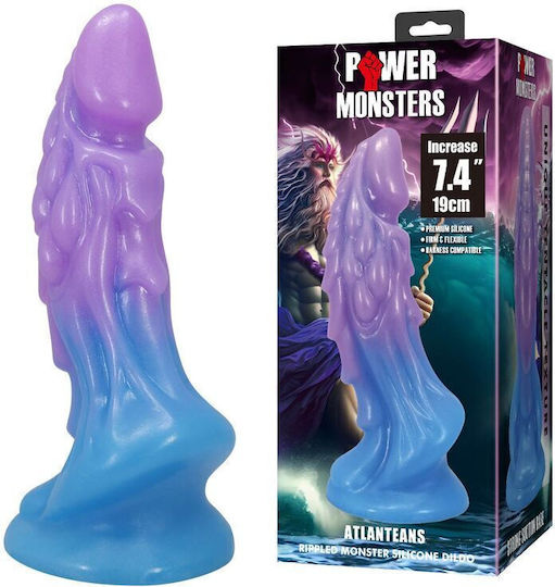 Power Monsters Ρεαλιστικό Dildo με Βεντούζα Μπλε