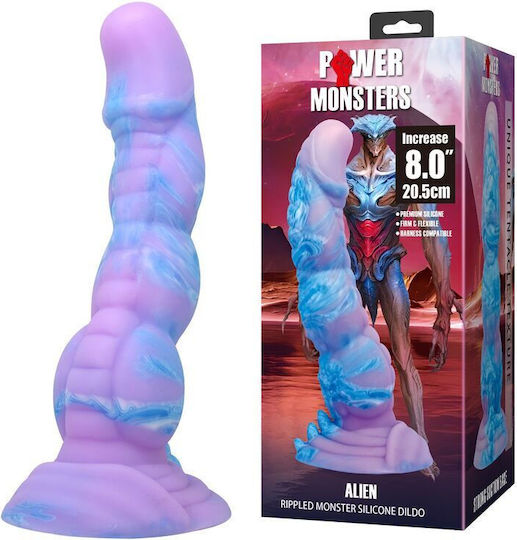 Power Monsters Dildo με Βεντούζα Μπλε