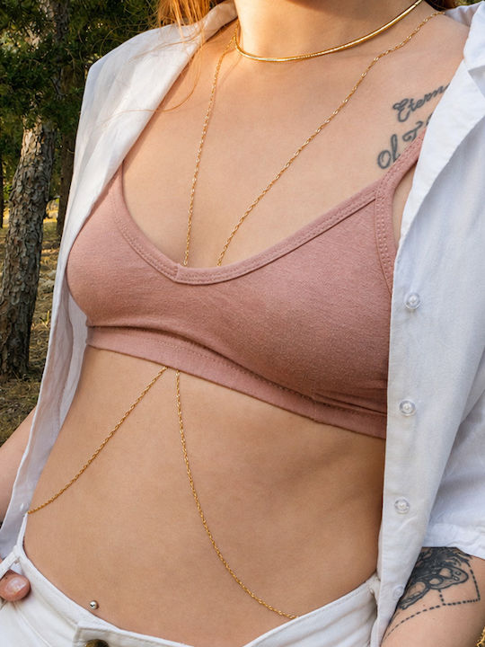 Theodora's Jewellery Kette Körper Spirale aus Rostfreiem Stahl Vergoldet JT-AM081-Gold